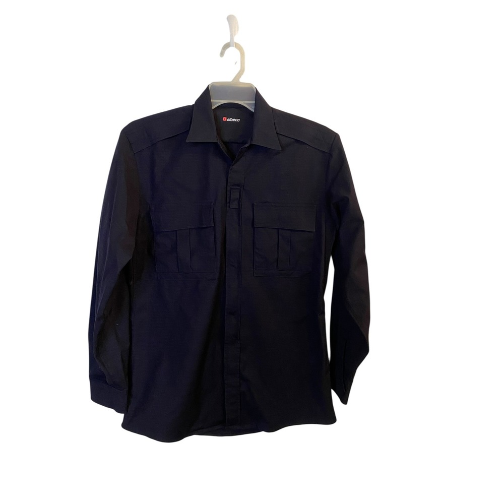 Elbeco Mens Black Professional Long Sleeve Tactical Uniform Zip Shirt Large